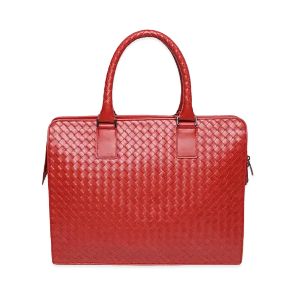 Bottega Veneta Intrecciato Briefcase "Red"