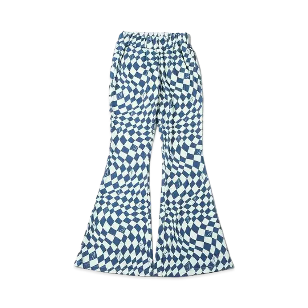 atmos pink Checkered Rib Flare Pants "Navy"