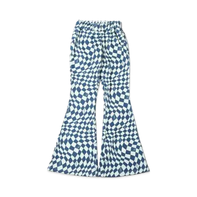 atmos pink Checkered Rib Flare Pants "Navy"
