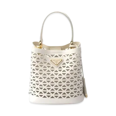 PRADA Panier Leather Mini Bag with Cut-Out Motif "White"