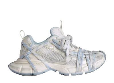 BALENCIAGA Women's 3XL Extreme Laces Logo Sneaker "Off White/White/Light Blue"