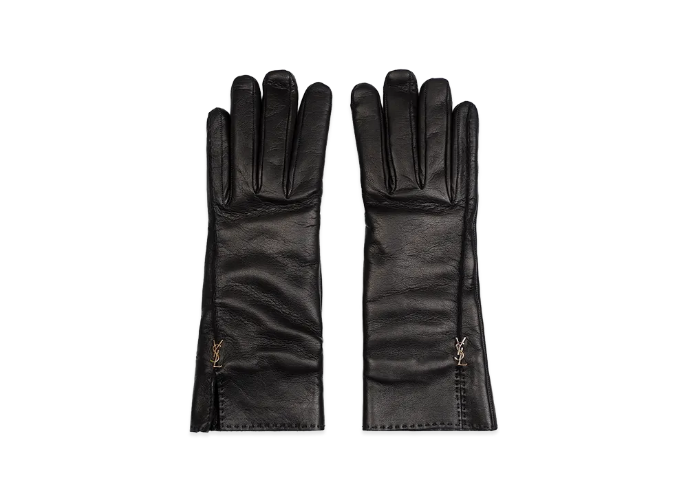 Saint Laurent Women's Leather Gloves "Black"