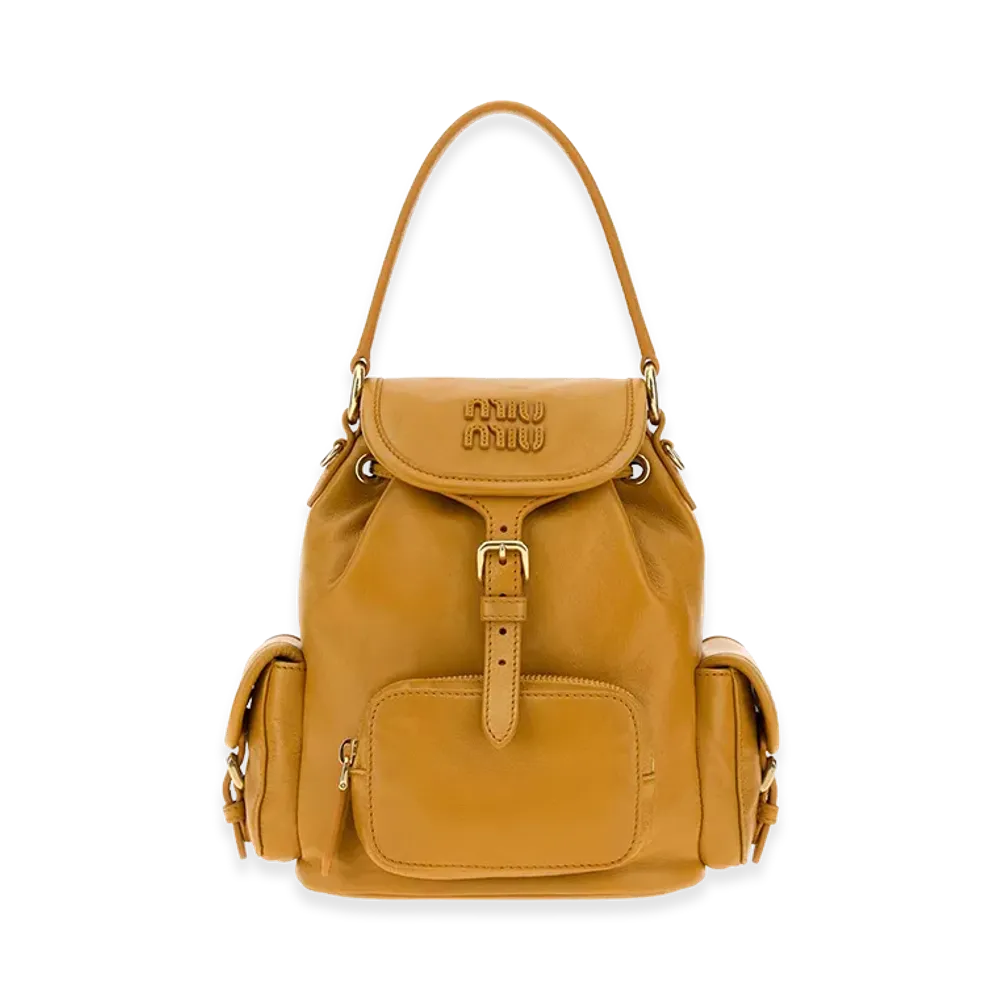 MIU MIU Women's Leather Backpack "Mustard Yellow"