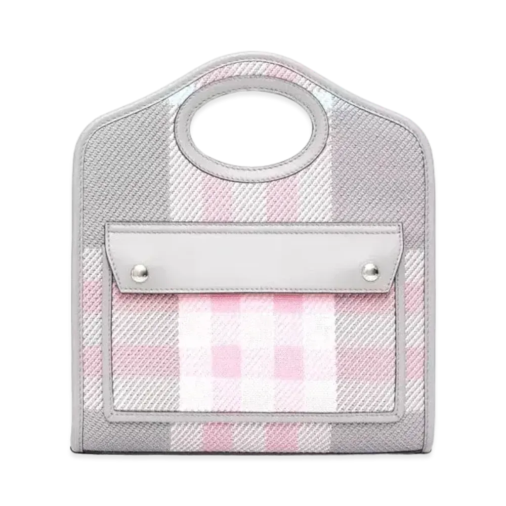 Burberry Mini Knit Check & Leather Notebook Pocket Bag "Gray"