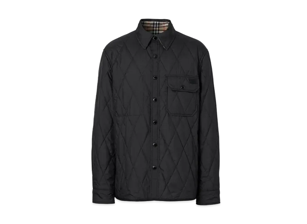 Burberry Men's Cresswell Reversible Quilted Shirt Jacket "Black"