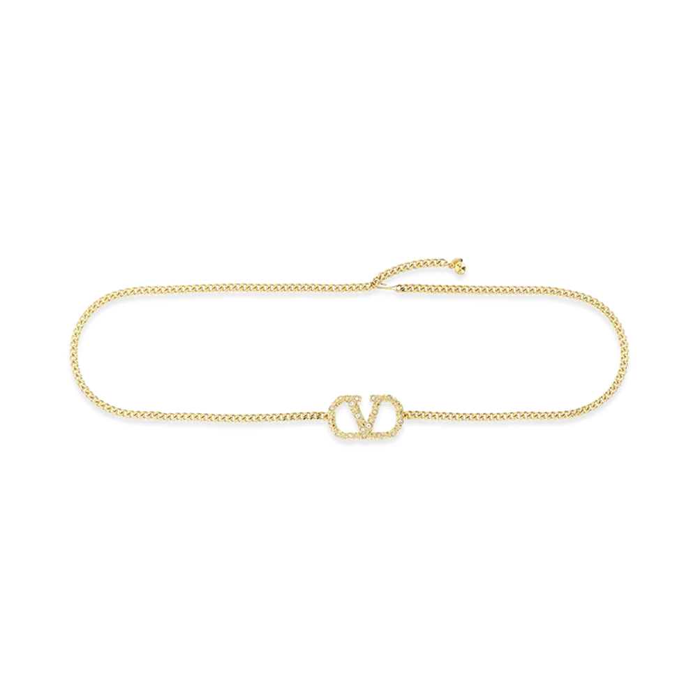 Valentino Garavani Women's V Logo Signature Belt "Gold"