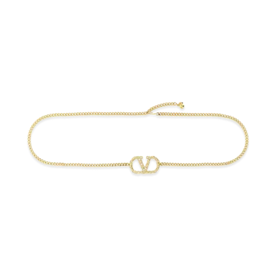 Valentino Garavani Women's V Logo Signature Belt "Gold"