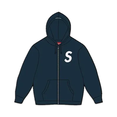 Supreme S Logo Zip Up Hooded Sweatshirt "Navy" (23FW)