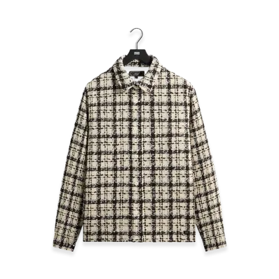 Kith Boucle Plaid Boxy Collared Overshirt "Sandrift"