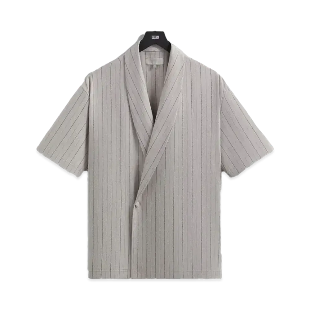 Kith Striped Twill Thompson Crossover Shirt "Light Heather Grey"
