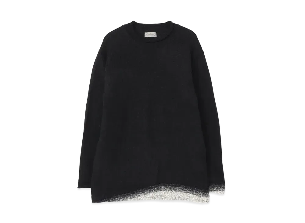 Yohji Yamamoto Pour Homme 5G1P PLAIN STITCH RIB ROUND NECK LONG SLEEVES "Black/Whit"