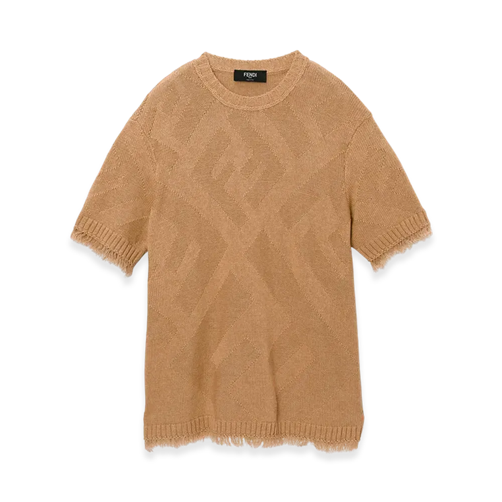 FENDI Crewneck Short Sleeve Knit "Cinnamon"