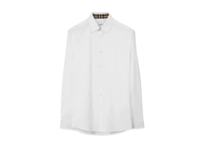 Burberry Men's Slim Fit Monogram Motif Stretch Cotton Poplin Shirt "White"