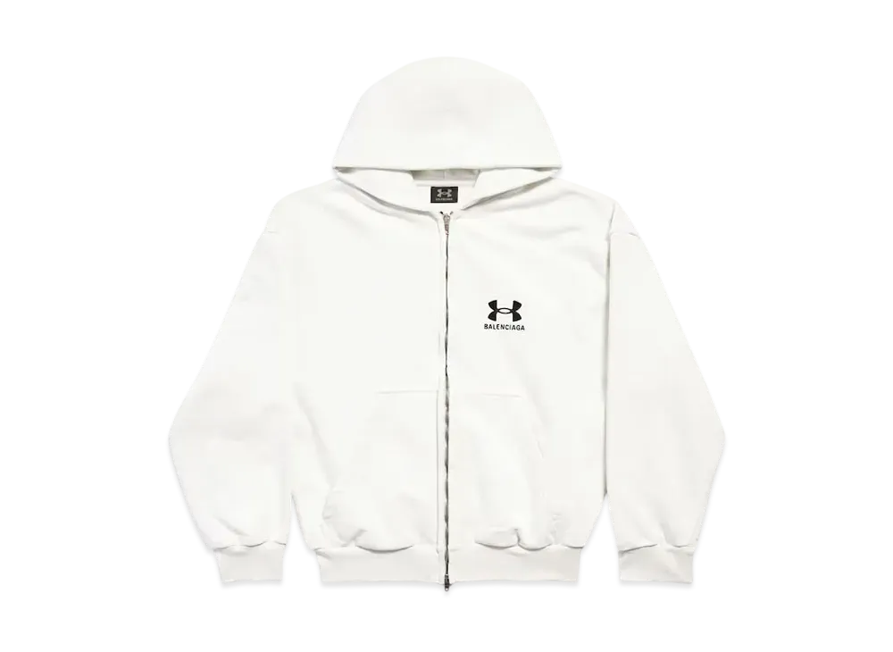BALENCIAGA x Under Armour Women's Zip-Up Hoodie Regular Fit "White/Black"