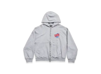 BALENCIAGA Planet Earth Zip-Up Hoodie Regular Fit "Grey"