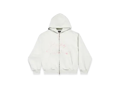 BALENCIAGA Women's Lipstick Valentines Regular Fit Zip-Up Hoodie "White"