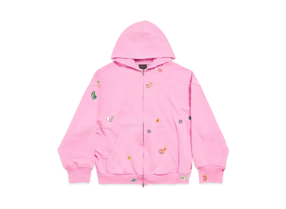 BALENCIAGA Women's Fruity Zip-Up Hoodie Regular Fit "Pink"
