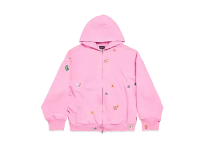 BALENCIAGA Women's Fruity Zip-Up Hoodie Regular Fit "Pink"