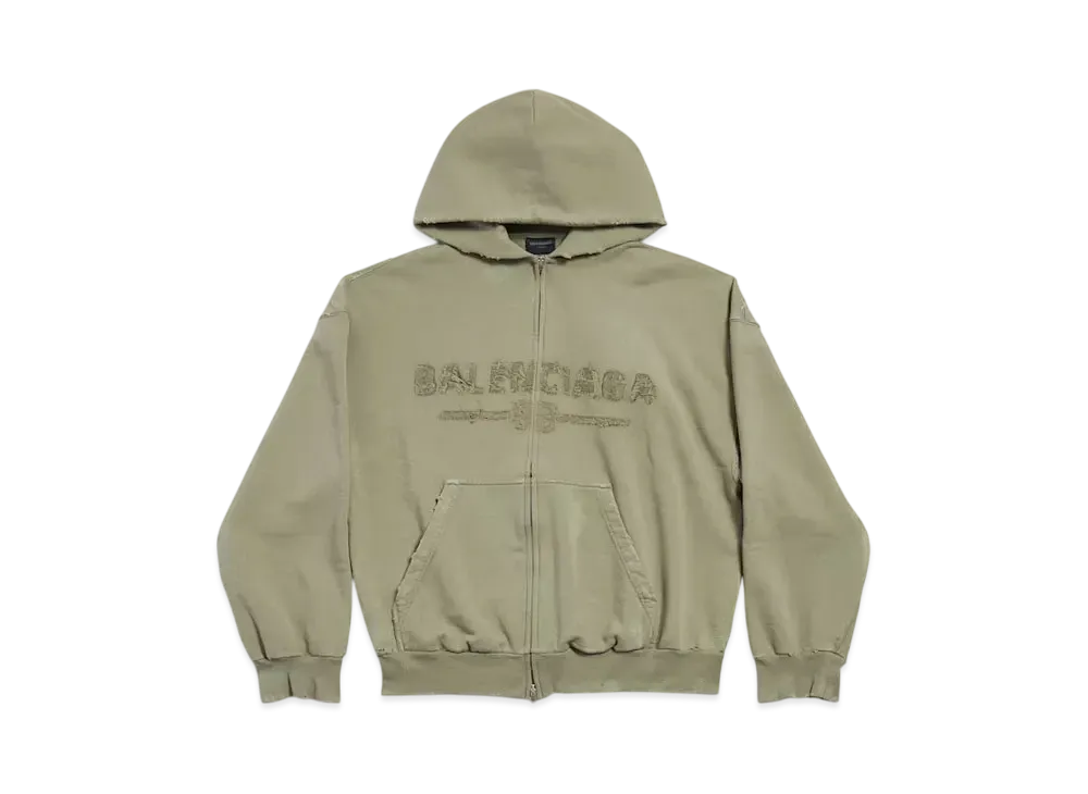 BALENCIAGA Women's New Year Series 25 - Zip-Up Hoodie Regular Fit "Army Green"