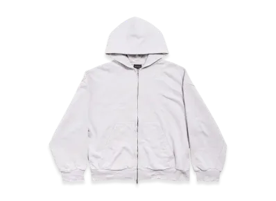 BALENCIAGA BALENCIAGA Back Zip-up Hoodie Regular Fit "Dirty Effect White/Baby Pink"
