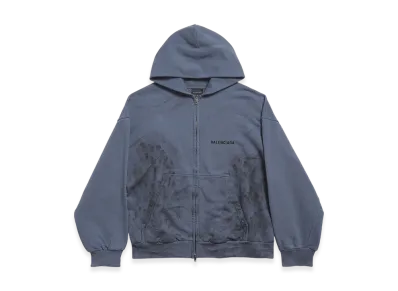 BALENCIAGA BALENCIAGA Back Zip-up Hoodie Regular Fit "Faded Dark Blue/Black"