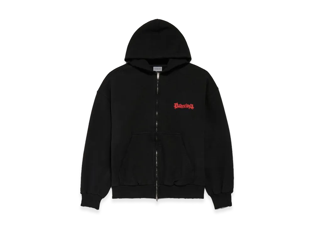 BALENCIAGA Salon De Couture Zip-Up Hoodie Regular Fit "Black"