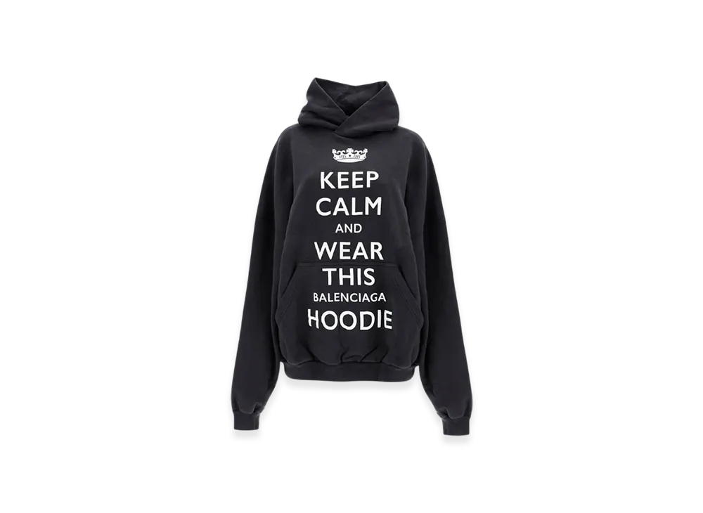 BALENCIAGA Keep Calm Printed Large Fit Hoodie "Black"