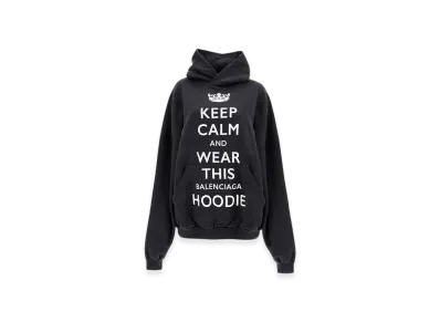 BALENCIAGA Keep Calm Printed Large Fit Hoodie "Black"