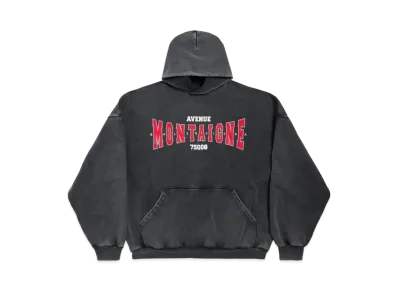 BALENCIAGA Montaigne Hoodie Large Fit in Faded Archetype Fleece "Black"