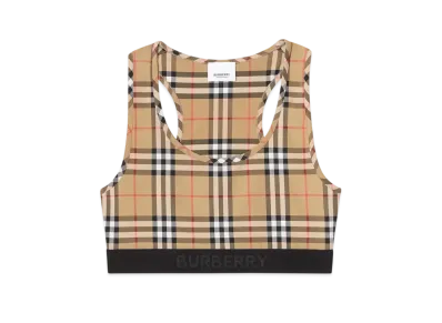 Burberry Logo Detail Vintage Check Bra Top "Archive Beige"