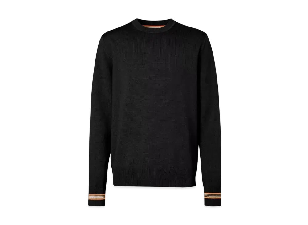 Burberry Men's Icon Stripe Trim Wool Sweater "Black"