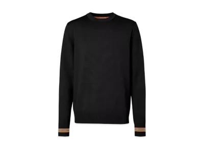 Burberry Men's Icon Stripe Trim Wool Sweater "Black"