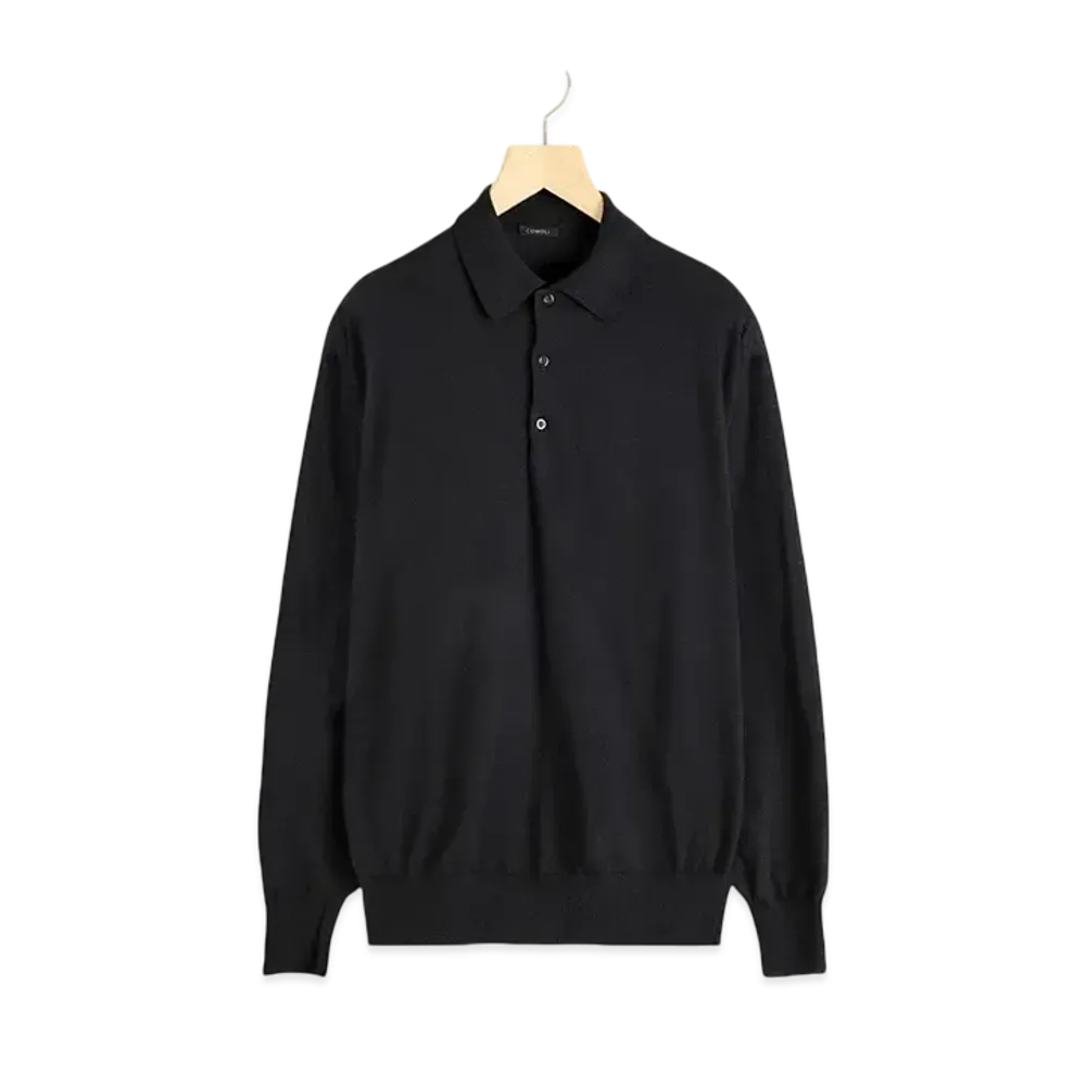 COMOLI Cotton Knit Polo "Black"
