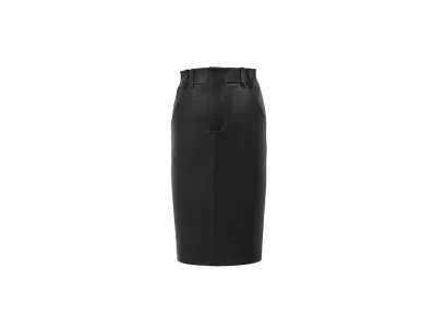 Saint Laurent Women's Pencil Skirt in Shiny Lambskin "Black"
