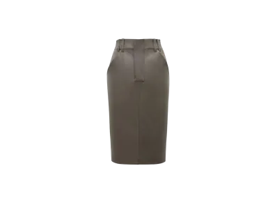 Saint Laurent Women's Pencil Skirt in Shiny Lambskin "Gris"