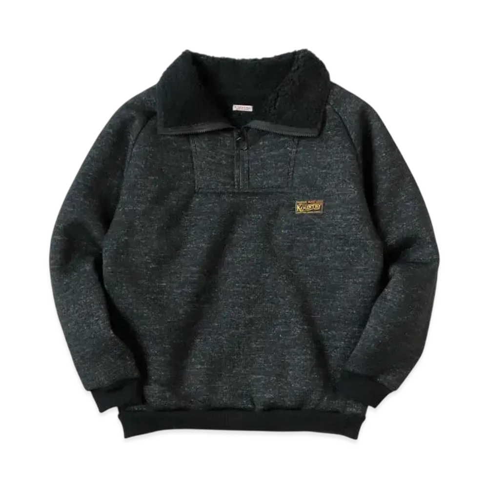 KAPITAL Boa Fleece Zip Alpine Pullover "Black"