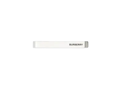 Burberry Logo Detail Palladium Plated Tie Bar "Palladium/Black"