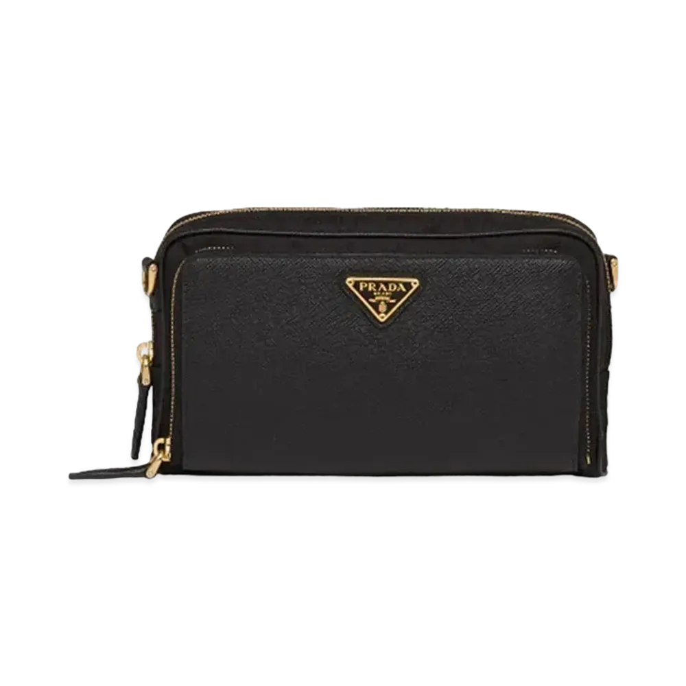 PRADA Nylon & Saffiano Leather Mini Bag "Black"