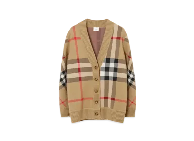 Burberry Check Wool Blend Cardigan "Archive Beige"