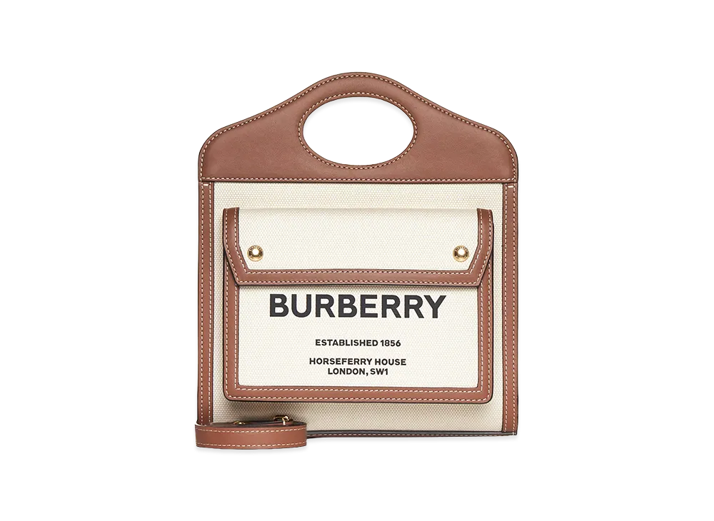 Burberry Women's Two-Tone Canvas And Leather Mini Pocket Handbag "Beige"
