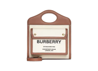 Burberry Women's Two-Tone Canvas And Leather Mini Pocket Handbag "Beige"