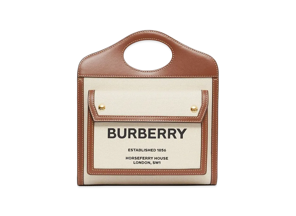 Burberry Women's Two-Tone Canvas And Leather Mini Pocket Handbag "Beige"