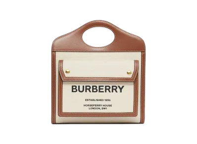 Burberry Women's Two-Tone Canvas And Leather Mini Pocket Handbag "Beige"