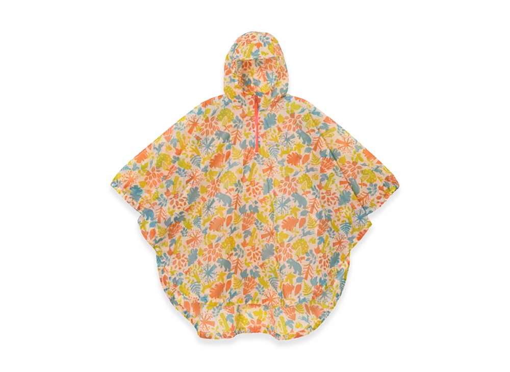 mont-bell Kid's Print Trekking Rain Poncho 115-145 "Orange"