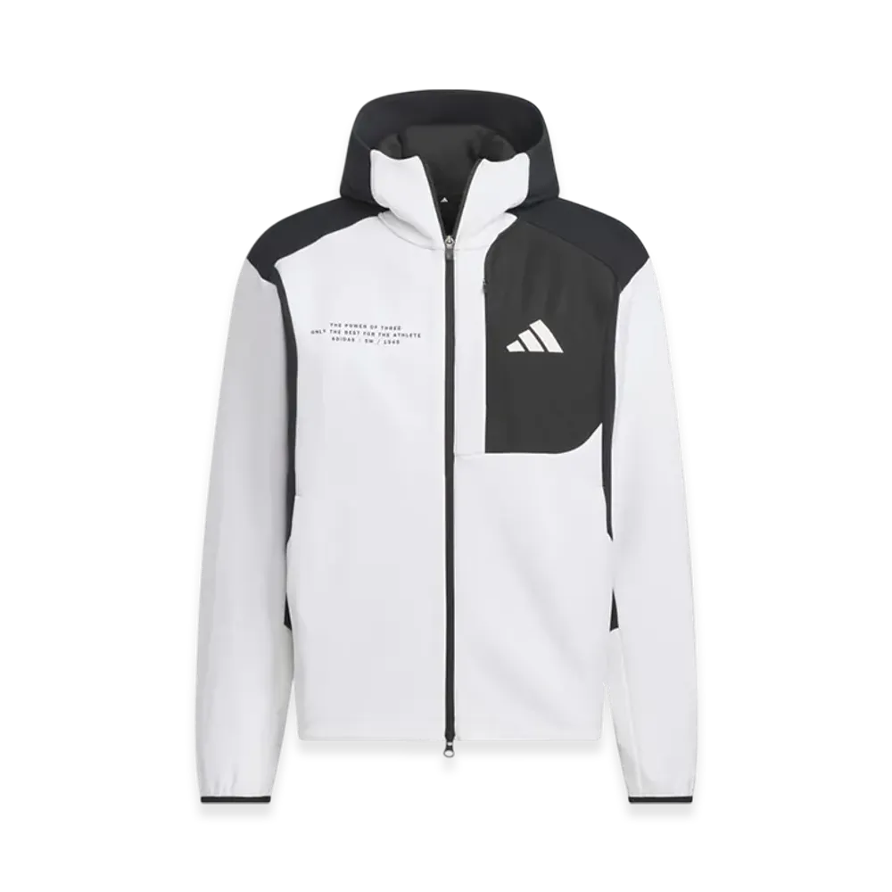 adidas Adaptation Regular Fit Hooded Full Zip Track Top "White/Black"