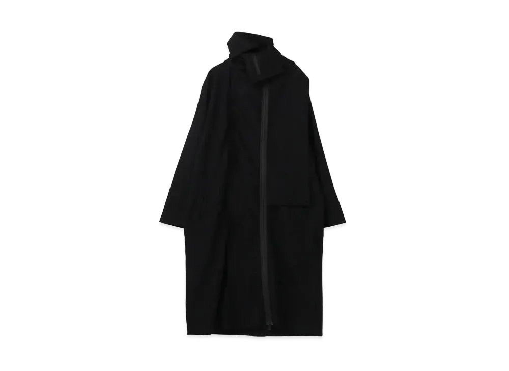 Yohji Yamamoto Pour Homme WOOL RING SOFT COMPRESSION ZIP LONG COAT "Black"