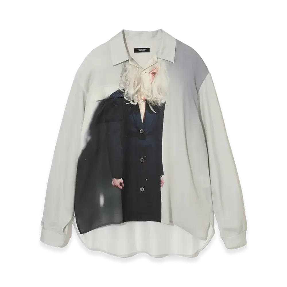 UNDERCOVER x Cindy Sherman Rayon Open Collar Shirt "Light Beige Gray"