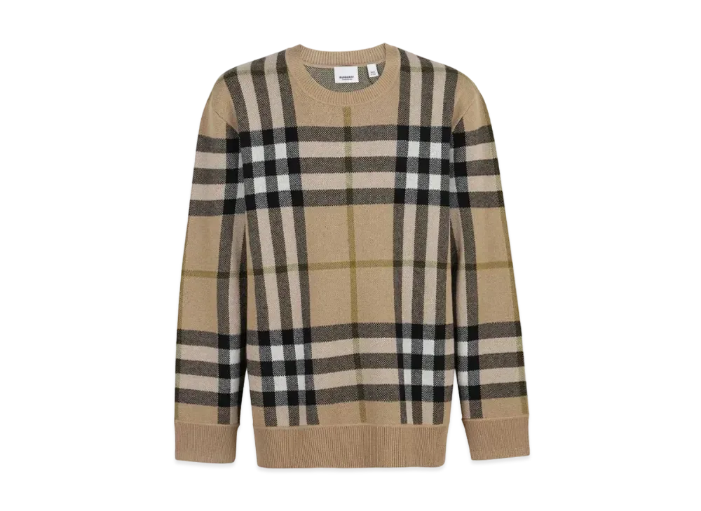 Burberry Men's Cashmere Jacquard Sweater "Soft Fawn"