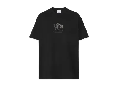 Burberry Men's Embroidered Deer Cotton Oversized T-shirt "Black"