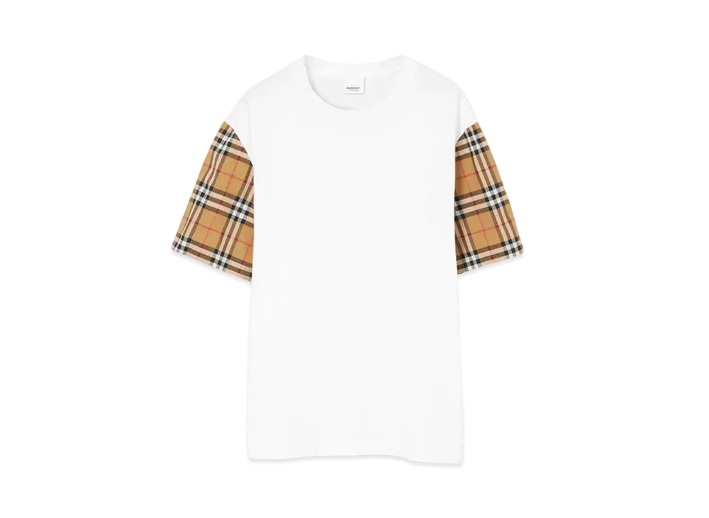 Burberry Check Sleeve Cotton T-shirt "White"